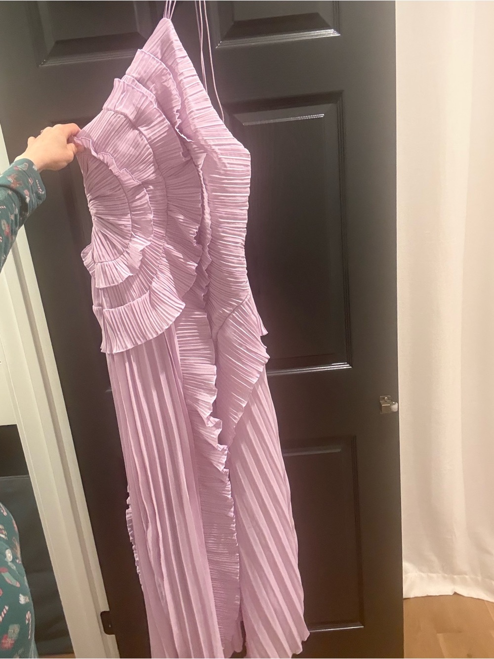One-Shoulder Lavender Ruffle Maxi Dress - Picture 5 of 10